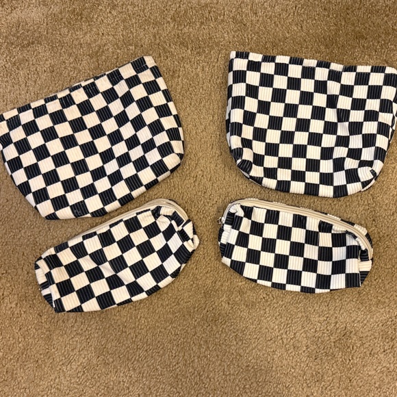 Amazon Black and White Checkered Cosmetic Bags Set - Picture 1 of 1